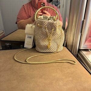 Elegant Pearl and Gold Women's Bag